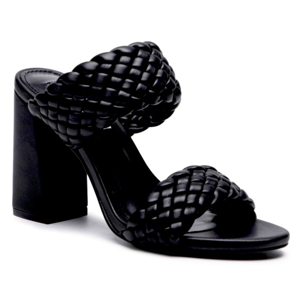 Steve Madden black woven block heel
